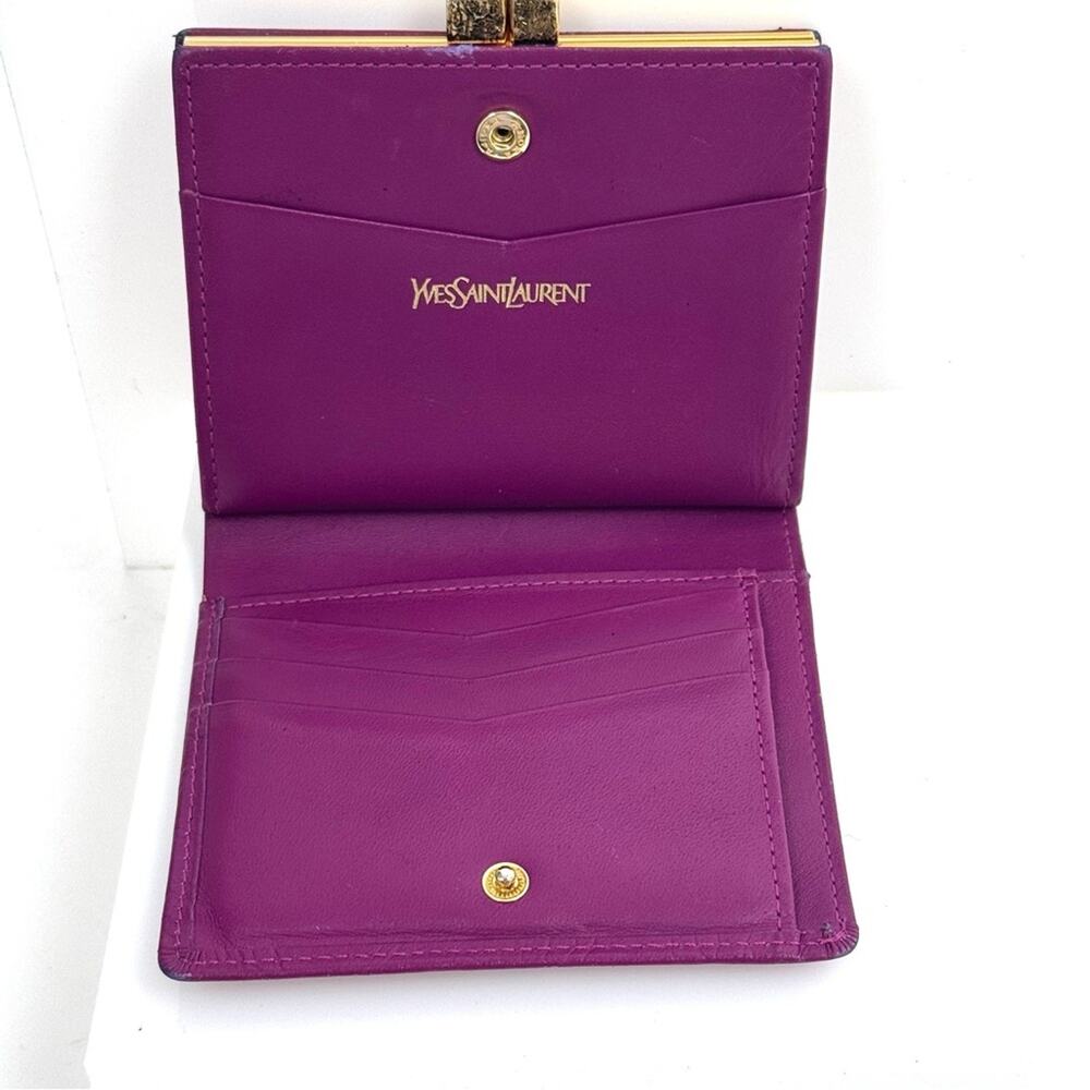 Yves Saint Laurent Purple Small Women's Wallet with decorative kiss lock snap - Picture 9 of 11
